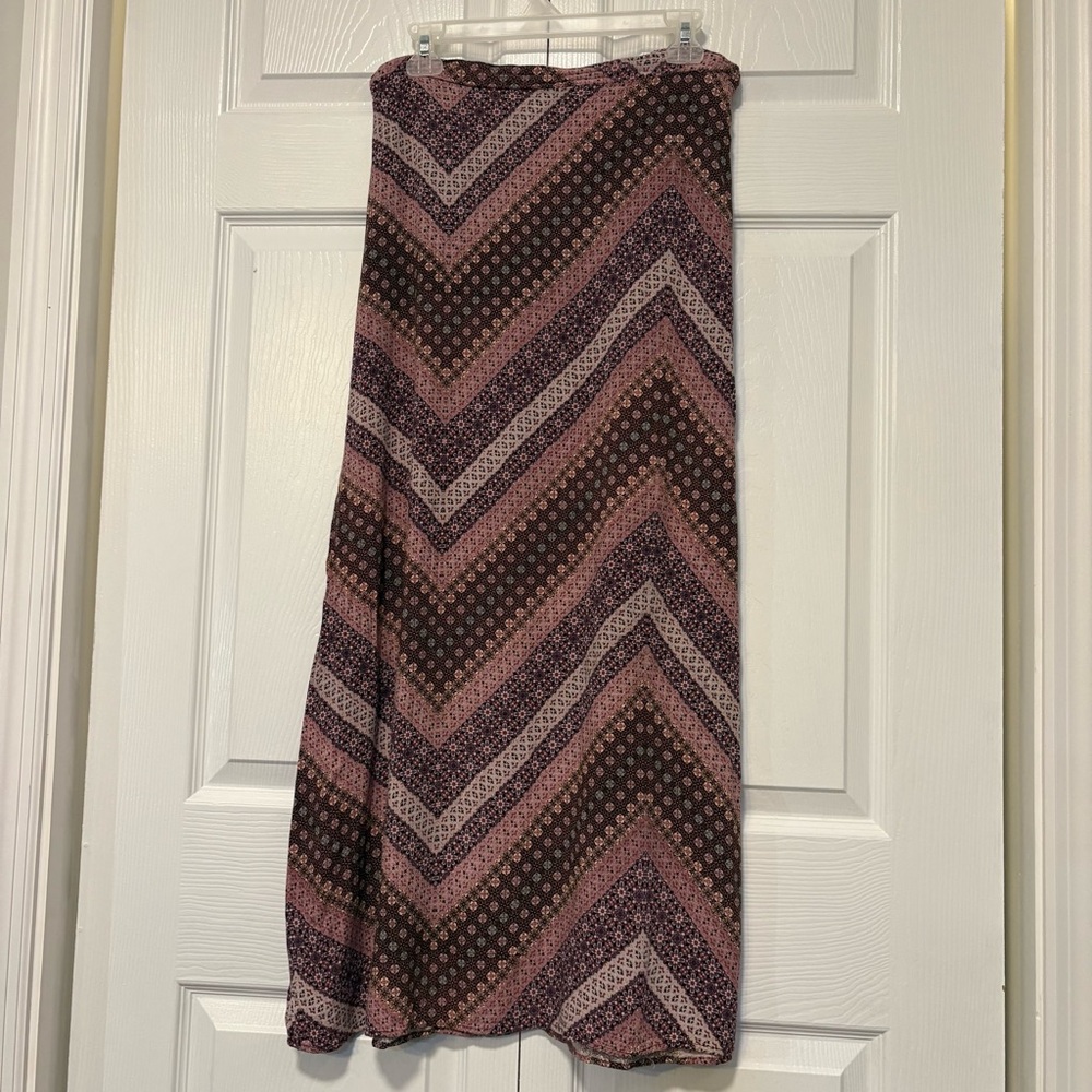 Boho Patchwork Maxi Skirt Elastic Waist Earth Tone Festival L